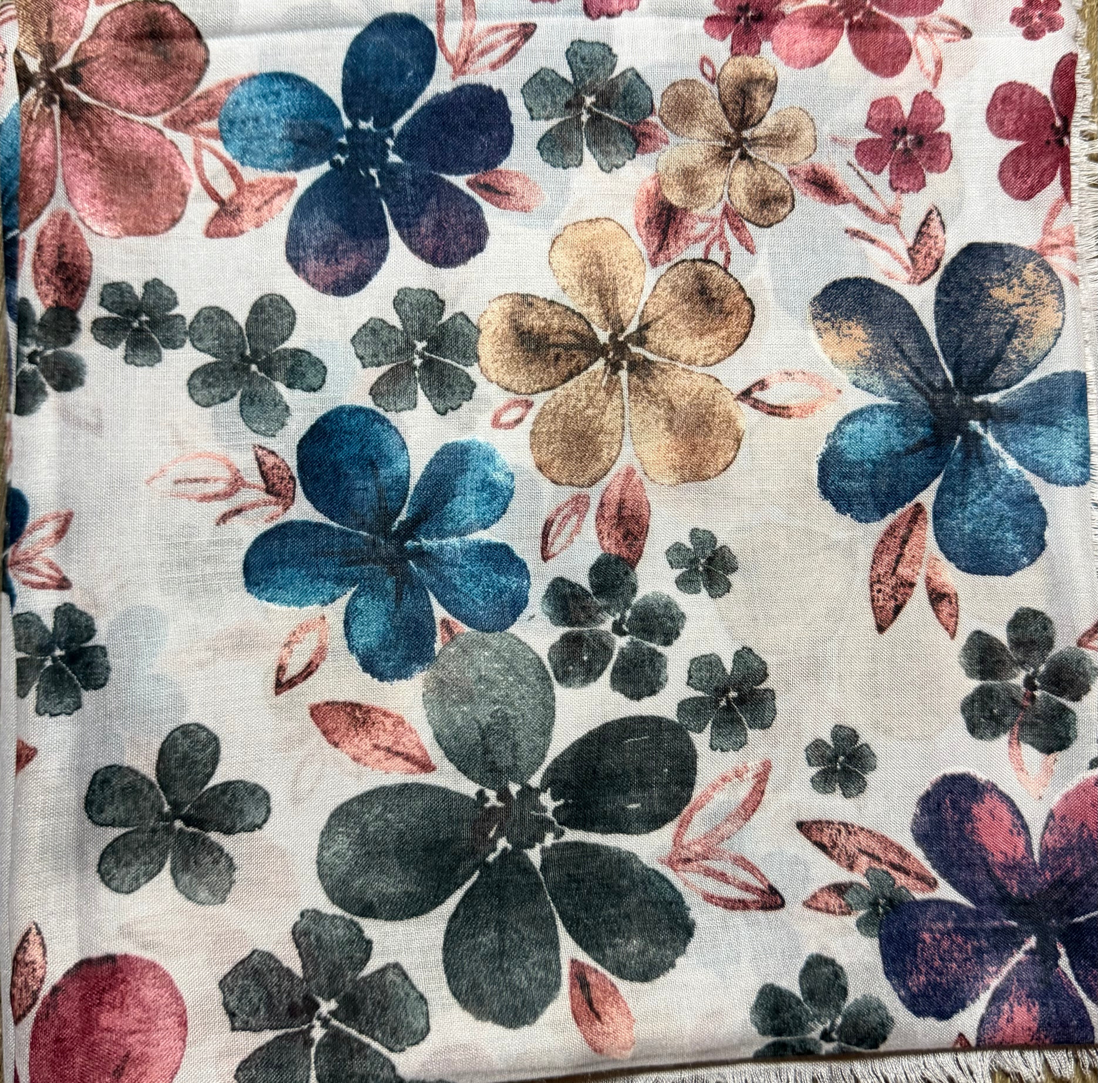 Multicolor floral cotton headscarf