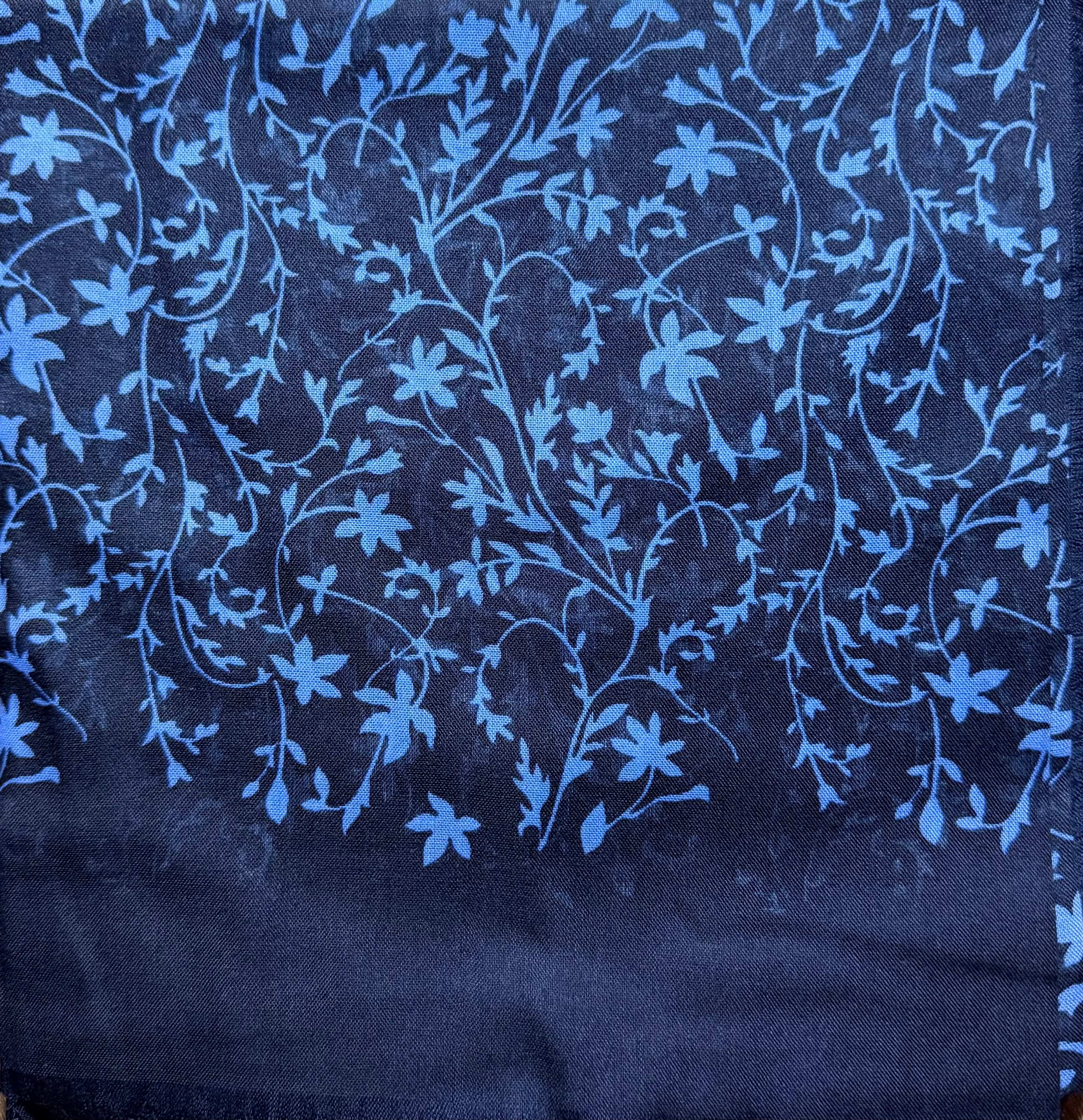 Blue and navy floral print cotton headscarf