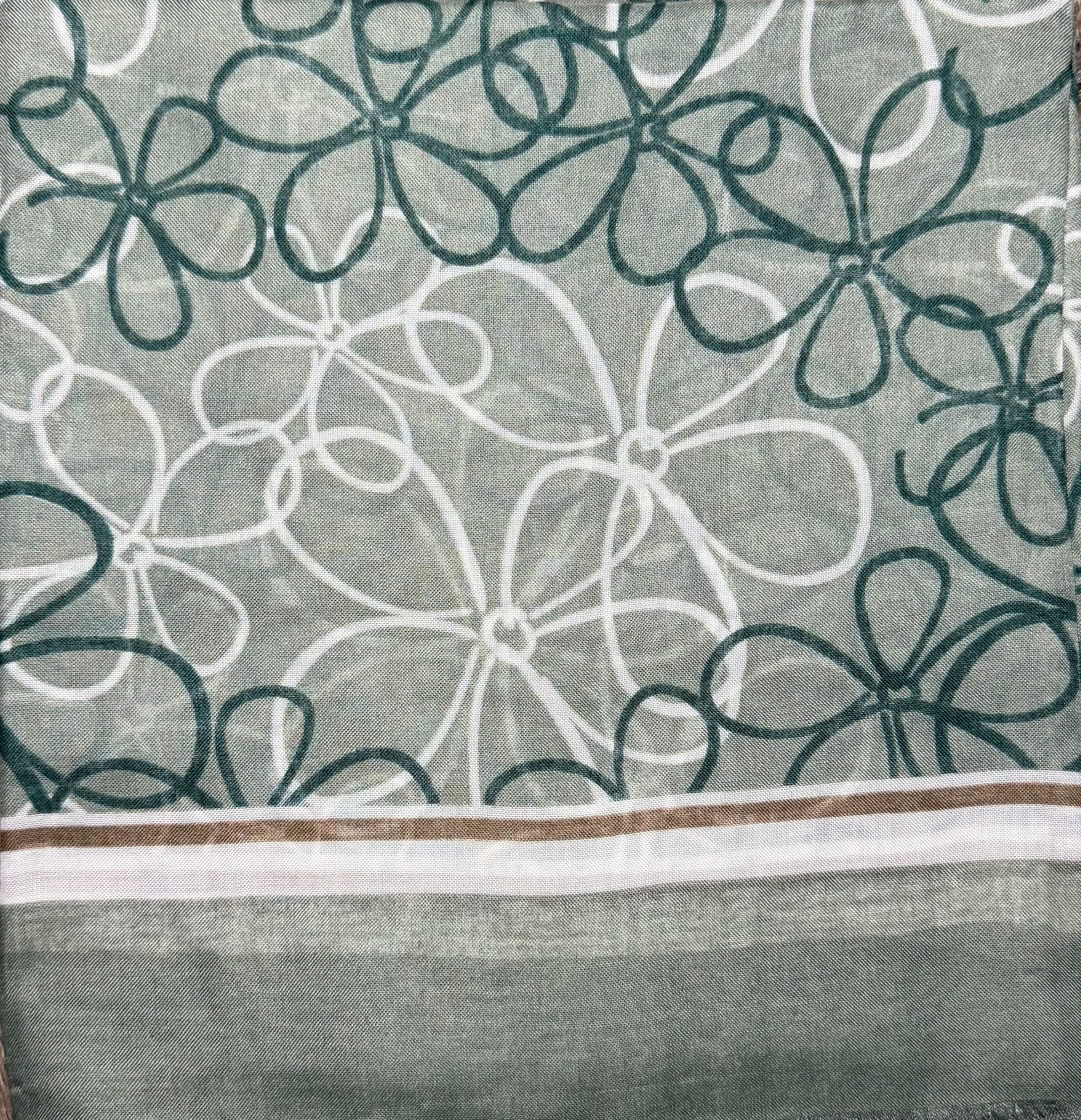 Green floral cotton headscarf