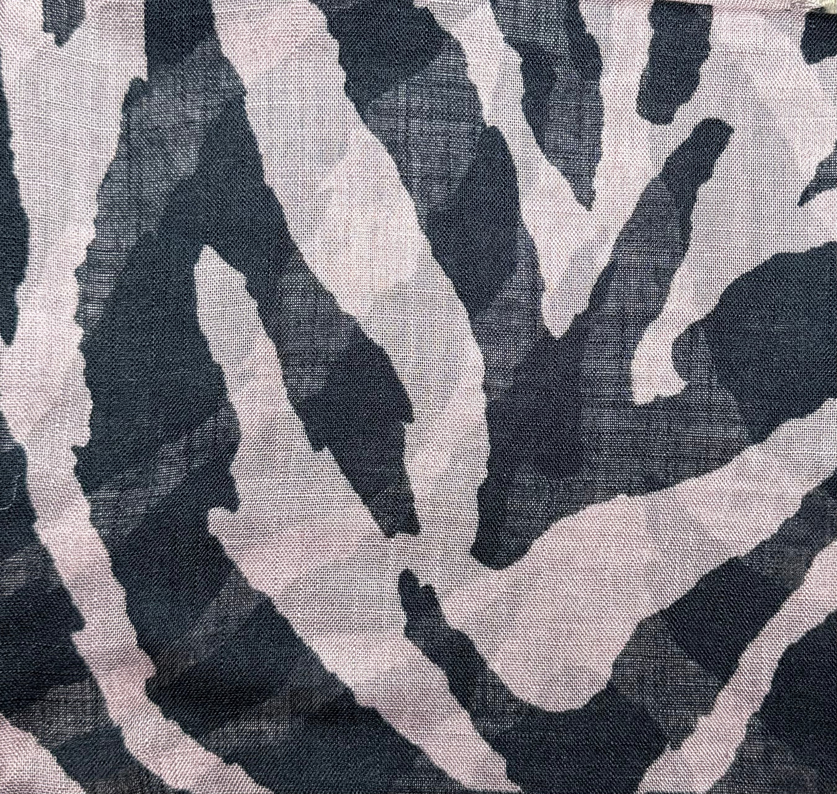 Zebra print black and pink cotton headscarf