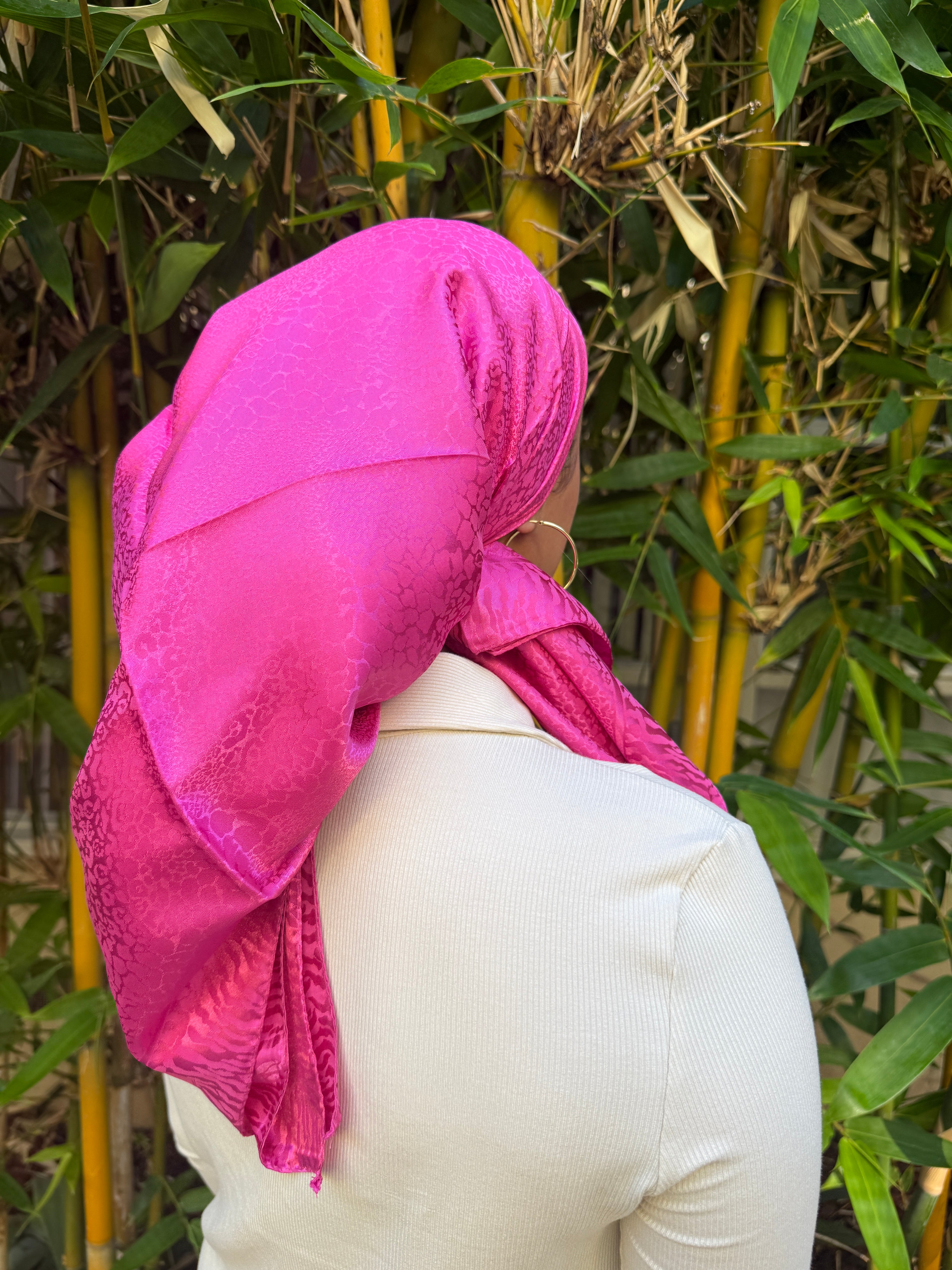 Bright pink headscarf